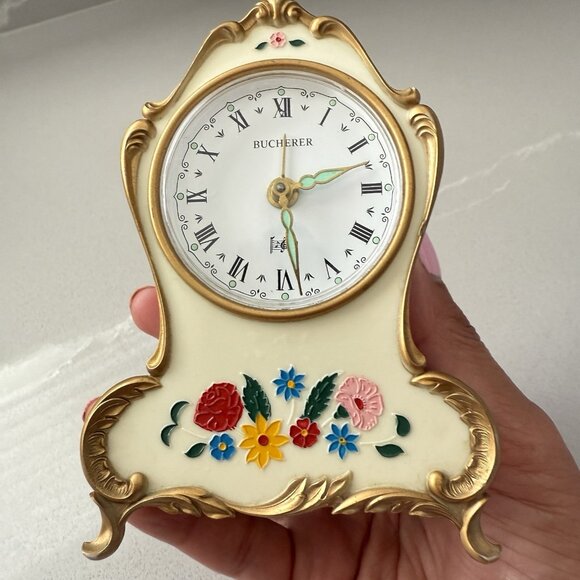 Vintage Bucherer Lador 2866 Switzerland Musical Alarm Mantel Clock Wind Up - Picture 2 of 7